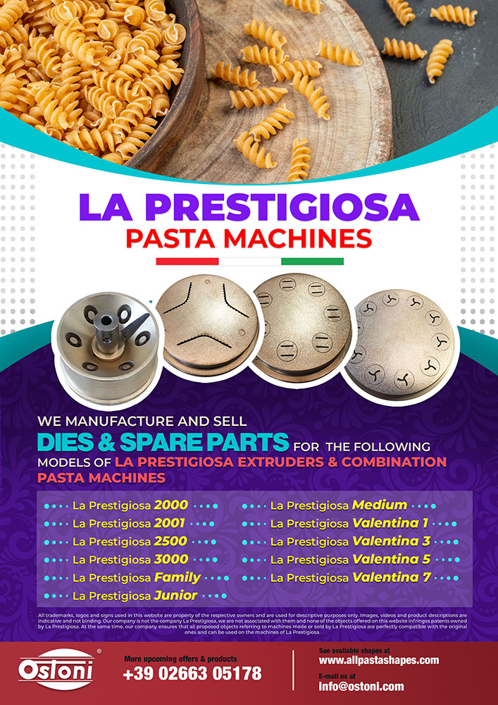 La Prestigiosa 2500 - TRAFILA FORMATO Tagliatella Larghezza mm. 28 CON INSERTI IN Bronzo e Teflon - immagine 3